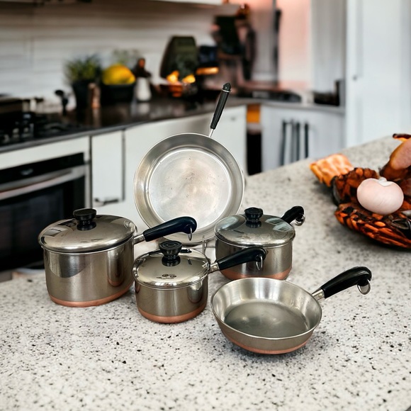 revere Kitchen Vintage Revere Ware 81 Copper Bottom 5 Piece Set
